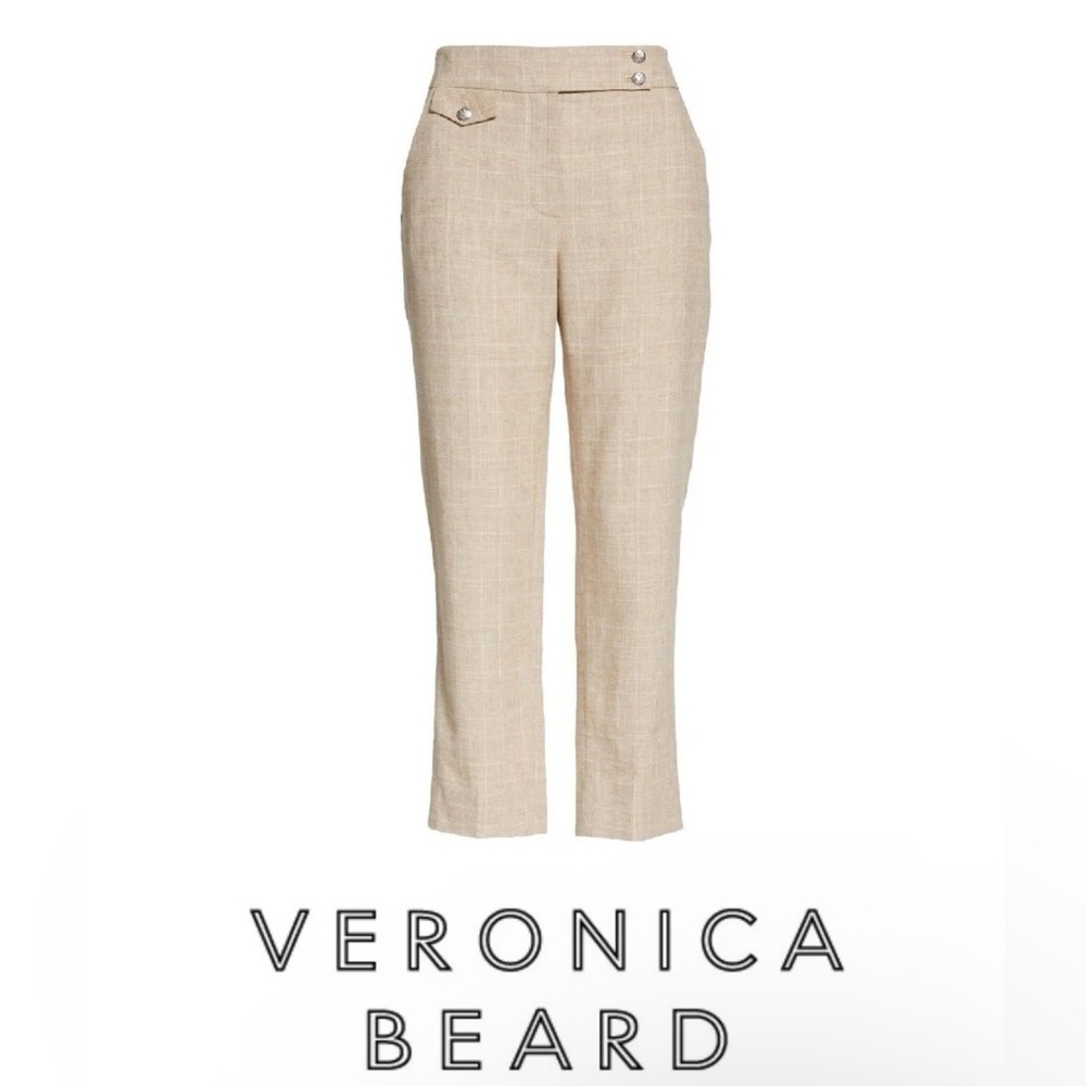 NWT Veronica Beard Renzo Pants Women 10 Khaki Tan Plaid $375 Matches Diego Jacke